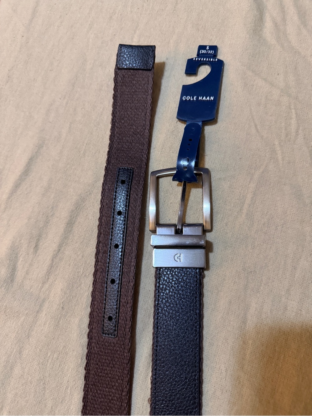 Cole Haan Dark Brown Textured Belt with Silver Buckle